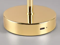 2er SET Akku Tischleuchten, per USB aufladbar dimmbar Messing poliert, Höhe 30cm
