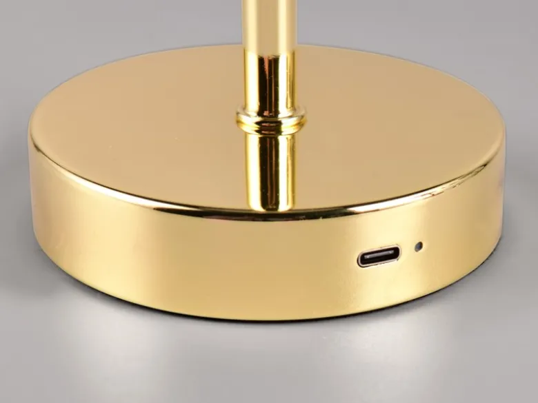 2er SET Akku Tischleuchten, per USB aufladbar dimmbar Messing poliert, Höhe 30cm