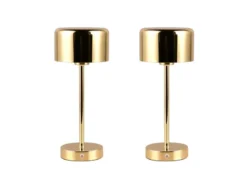 2er SET Akku Tischleuchten, per USB aufladbar dimmbar Messing poliert, Höhe 30cm
