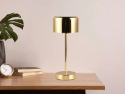 2er SET Akku Tischleuchten, per USB aufladbar dimmbar Messing poliert, Höhe 30cm
