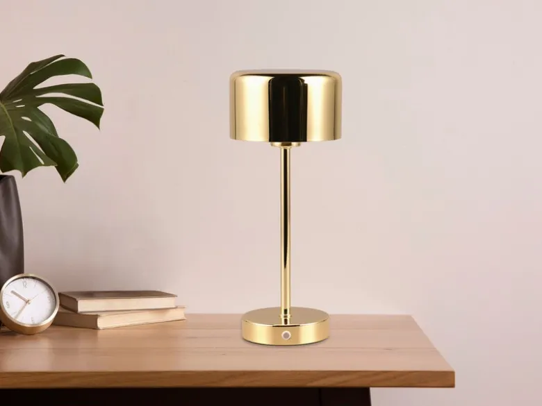 2er SET Akku Tischleuchten, per USB aufladbar dimmbar Messing poliert, Höhe 30cm