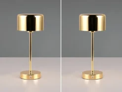 2er SET Akku Tischleuchten, per USB aufladbar dimmbar Messing poliert, Höhe 30cm
