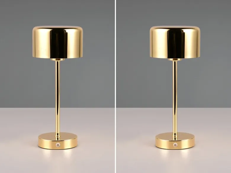 2er SET Akku Tischleuchten, per USB aufladbar dimmbar Messing poliert, Höhe 30cm