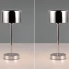 2er SET Akku Tischleuchten, per USB aufladbar, dimmbar, Silber Chrom, Höhe 30cm