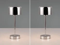 2er SET Akku Tischleuchten, per USB aufladbar, dimmbar, Silber Chrom, Höhe 30cm