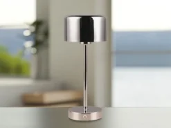 2er SET Akku Tischleuchten, per USB aufladbar, dimmbar, Silber Chrom, Höhe 30cm