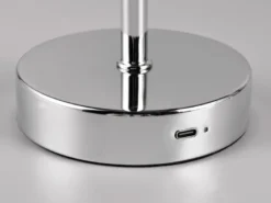 2er SET Akku Tischleuchten, per USB aufladbar, dimmbar, Silber Chrom, Höhe 30cm