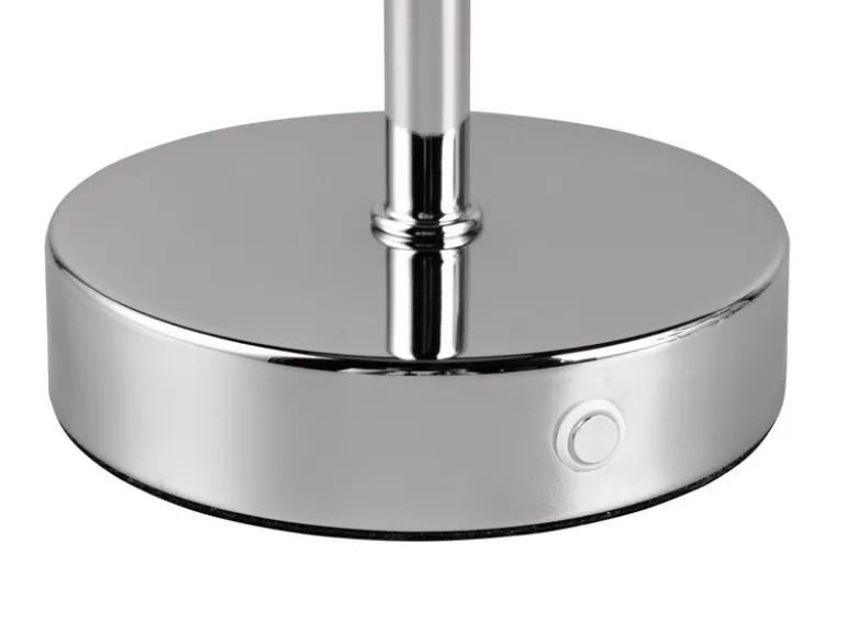2er SET Akku Tischleuchten, per USB aufladbar, dimmbar, Silber Chrom, Höhe 30cm