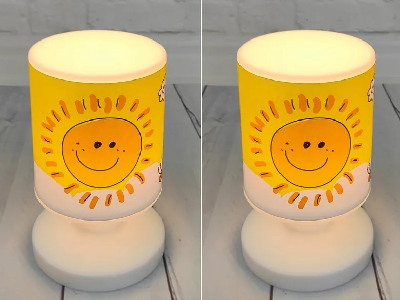 2er Set Akku Tischleuchte Sonne und Schmetterling, per USB aufladbar, Höhe 20cm