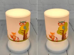 2er Set Akku Tischleuchte Tiere im Wald, per USB aufladbar, Höhe 20cm