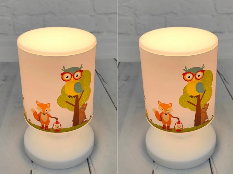 2er Set Akku Tischleuchte Tiere im Wald, per USB aufladbar, Höhe 20cm