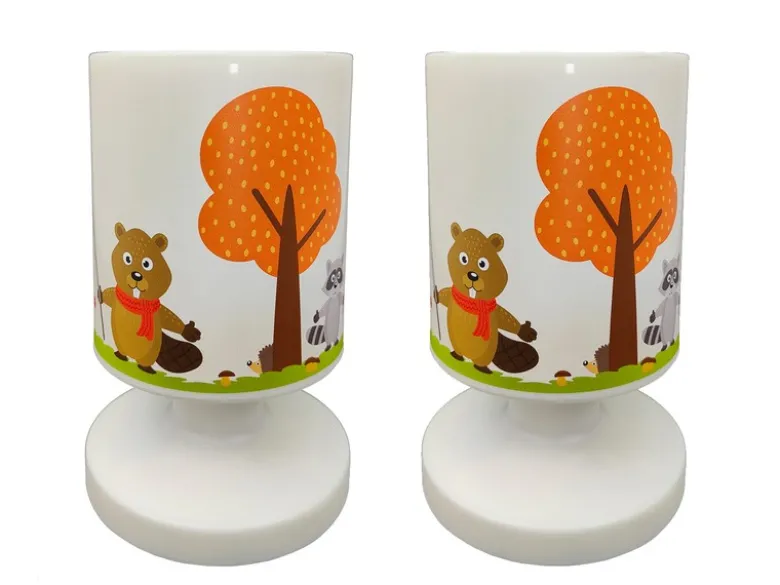 2er Set Akku Tischleuchte Tiere im Wald, per USB aufladbar, Höhe 20cm
