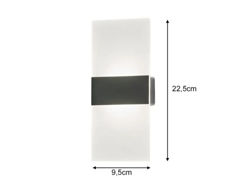 2er SET Akku Wandlampen kabellos dimmbar, Acrylglas Weiß, Breite 9,5cm