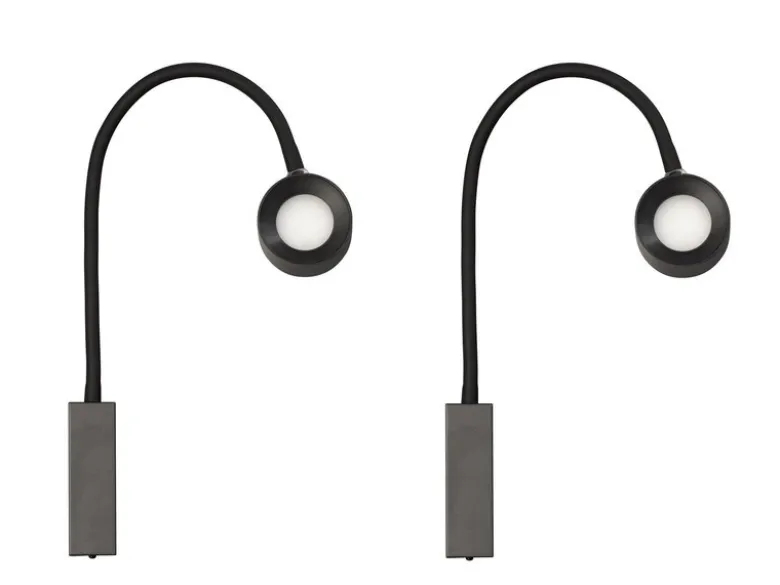 2er SET Akku Wandlampen Schwarz, abnehmbarer Leuchtenkopf, Breite 7,5cm