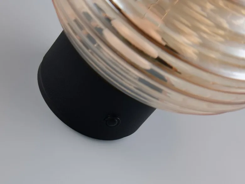 2er SET Akku Wandleuchten mit Glasschirm Bernsteinfarben dimmbar, Ø 15,5cm