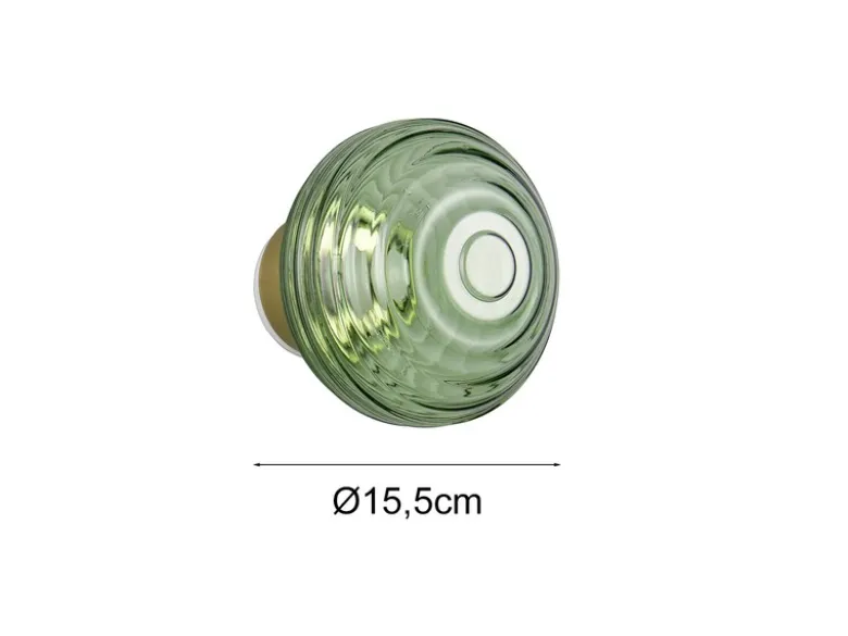 2er SET Akku Wandleuchten mit Glasschirm Grün dimmbar, Ø 15,5cm