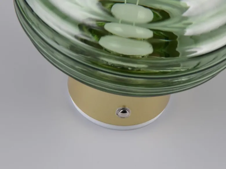 2er SET Akku Wandleuchten mit Glasschirm Grün dimmbar, Ø 15,5cm