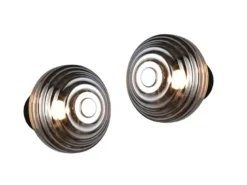 2er SET Akku Wandleuchten mit Rauchglas Lampenschirm dimmbar, Ø 15,5cm