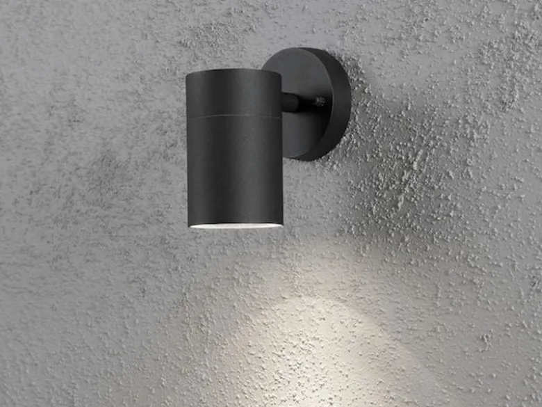 2er-Set Aluminium Downlight Wandleuchten MODENA schwarz, GU10, Höhe 13 cm, IP44