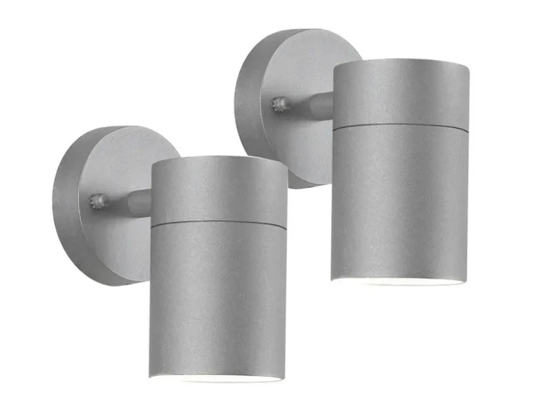 2er-Set Aluminium Downlight Wandleuchten MODENA grau, GU10, Höhe 13 cm, IP44