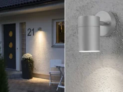 2er-Set Aluminium Downlight Wandleuchten MODENA grau, GU10, Höhe 13 cm, IP44