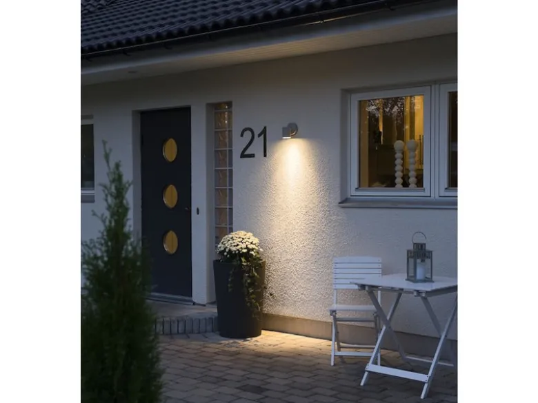 2er-Set Aluminium Downlight Wandleuchten MODENA grau, GU10, Höhe 13 cm, IP44