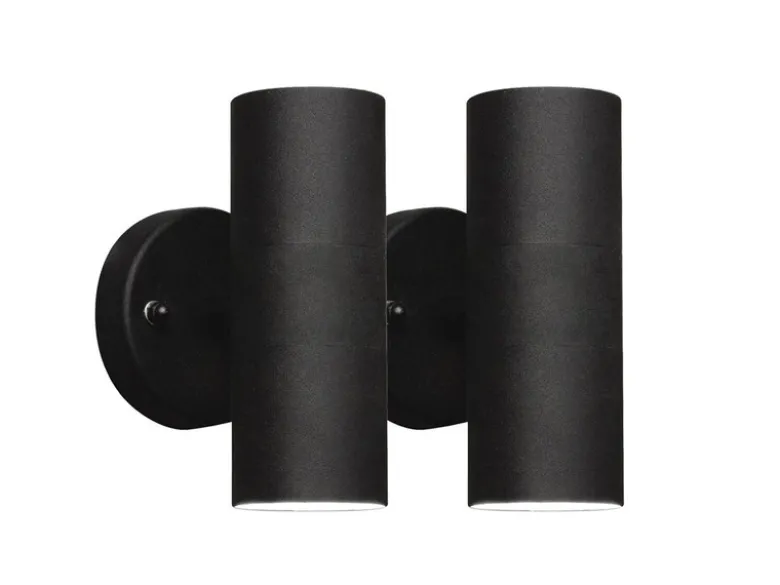 2er-Set Aluminium Up-Down Wandleuchte MODENA schwarz, GU10, Höhe 17 cm, IP23