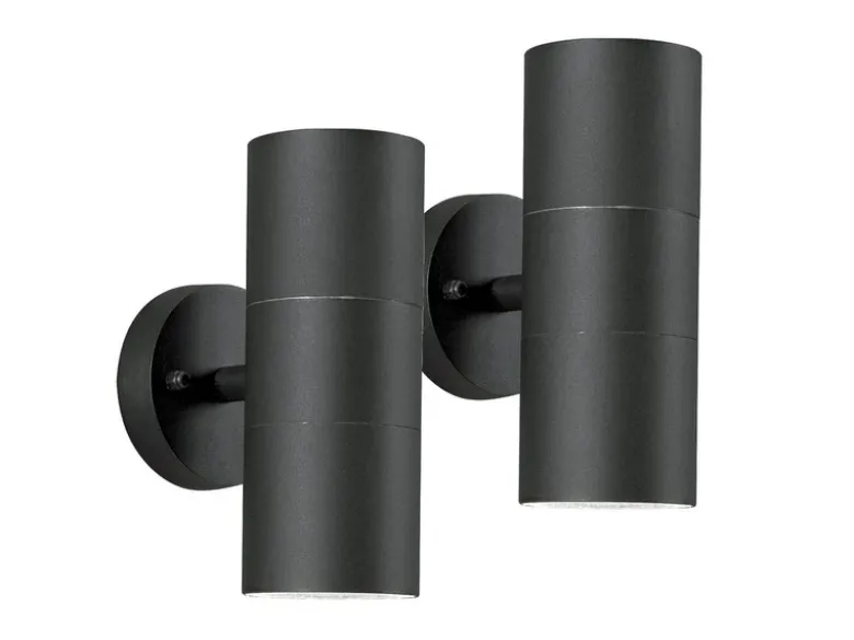 2er-Set Aluminium Up-Down Wandleuchte MODENA schwarz, GU10, Höhe 19,5 cm, IP44