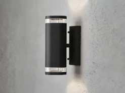 2er-Set Aluminium Up-Down Wandleuchte MODENA schwarz, GU10, Höhe 23,5 cm, IP44