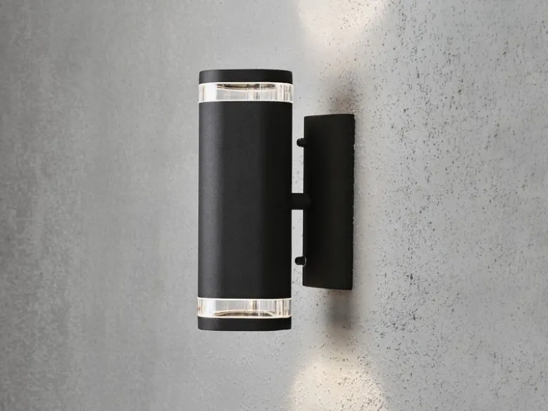 2er-Set Aluminium Up-Down Wandleuchte MODENA schwarz, GU10, Höhe 23,5 cm, IP44