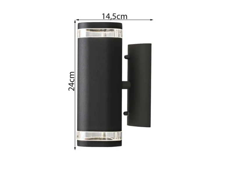 2er-Set Aluminium Up-Down Wandleuchte MODENA schwarz, GU10, Höhe 23,5 cm, IP44