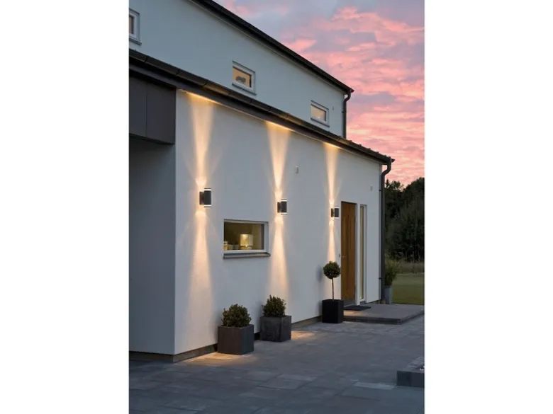 2er-Set Aluminium Up-Down Wandleuchte MODENA schwarz, GU10, Höhe 23,5 cm, IP44