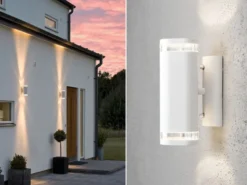 2er-Set Aluminium Up-Down Wandleuchte MODENA weiß, GU10, Höhe 23,5 cm, IP44