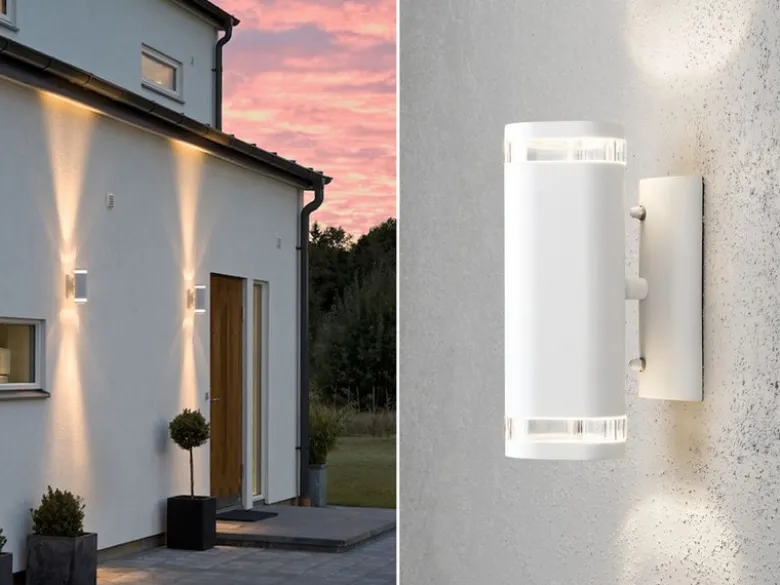2er-Set Aluminium Up-Down Wandleuchte MODENA weiß, GU10, Höhe 23,5 cm, IP44