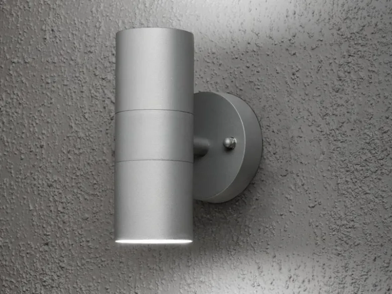 2er-Set Aluminium Up-Down Wandleuchten MODENA grau, GU10, Höhe 17 cm, IP44