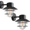 2er-Set Aluminium Wandleuchten MODENA schwarz, E27-Sockel, Höhe 24 cm, IP44