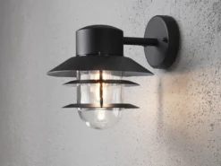 2er-Set Aluminium Wandleuchten MODENA schwarz, E27-Sockel, Höhe 24 cm, IP44