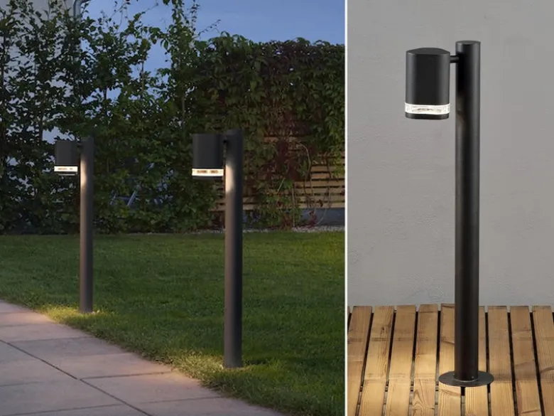 2er-Set Aluminium Wegeleuchte MODENA schwarz, GU10, Höhe 70 cm, IP44