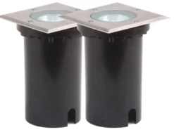 2er SET Außen Bodeneinbaustrahler 11 x 11cm IP65, Edelstahl, bis 1500 kg