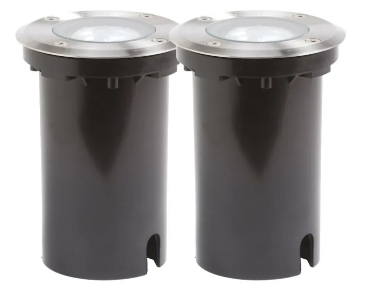 2er SET Außen Bodeneinbaustrahler Ø 11cm IP65, Edelstahl, bis 1500 kg