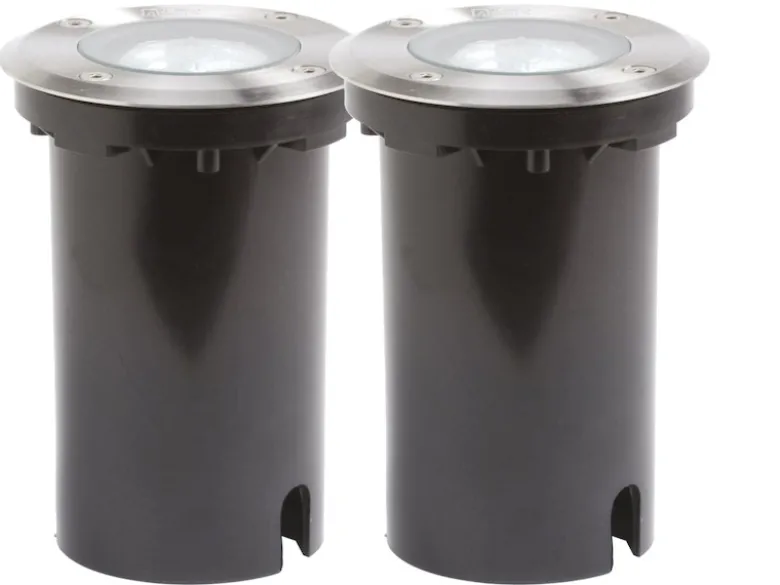 2er SET Außen Bodeneinbaustrahler Ø 11cm IP65, Edelstahl, bis 1500 kg