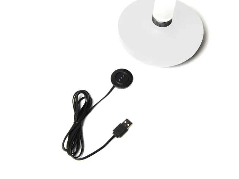 2er Set Außentischleuchte und Blumenvase mit Akkubetrieb, Weiß Höhe 20cm