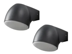 2er Set Außenwandleuchte Downlight FERRERA Alu schwarz, High Power LED, H. 13cm