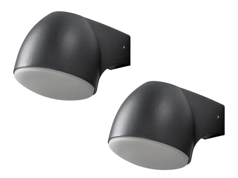 2er Set Außenwandleuchte Downlight FERRERA Alu schwarz, High Power LED, H. 13cm