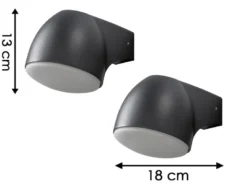 2er Set Außenwandleuchte Downlight FERRERA Alu schwarz, High Power LED, H. 13cm