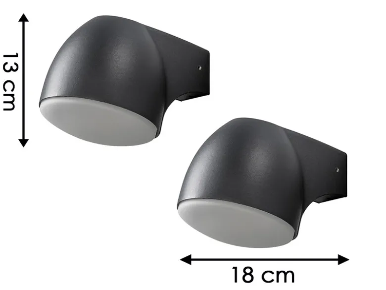 2er Set Außenwandleuchte Downlight FERRERA Alu schwarz, High Power LED, H. 13cm