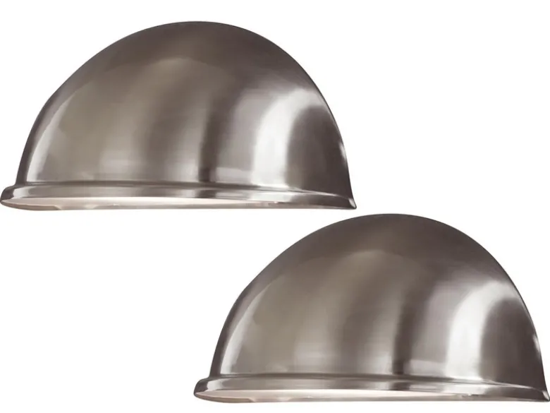 2er Set Außenwandleuchte Downlight TORINO Edelstahl, 28x13,5 cm, Hausbeleuchtung