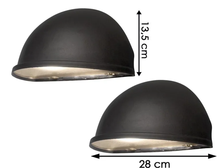 2er Set Außenwandleuchte Downlight TORINO schwarz, 28 x 13,5 cm, Hausbeleuchtung