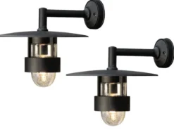 2er Set Außenwandleuchte FREJA, Alu schwarz, H 40cm, Hausbeleuchtung modern