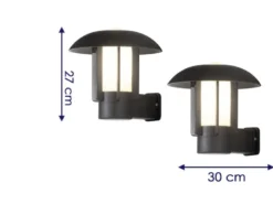 2er Set Außenwandleuchte HEIMDAL, Aluminium schwarz / Glas opal, E27 Fassung